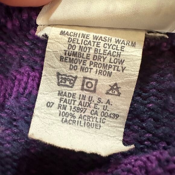 Garan by Marita Vintage Made in USA Purple Fleur De Lis Mock Neck Sweater Size M - Picture 7 of 8